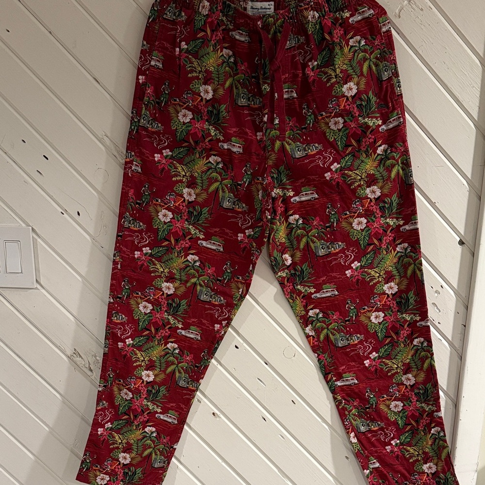 Tommy Bahama Red and Green Tropical Print Shorts - Picture 2 of 3